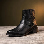 Bottines en Cuir Vintage Homme Rouen – Boots à Lacets et Zip Latéral, Semelle Antidérapante