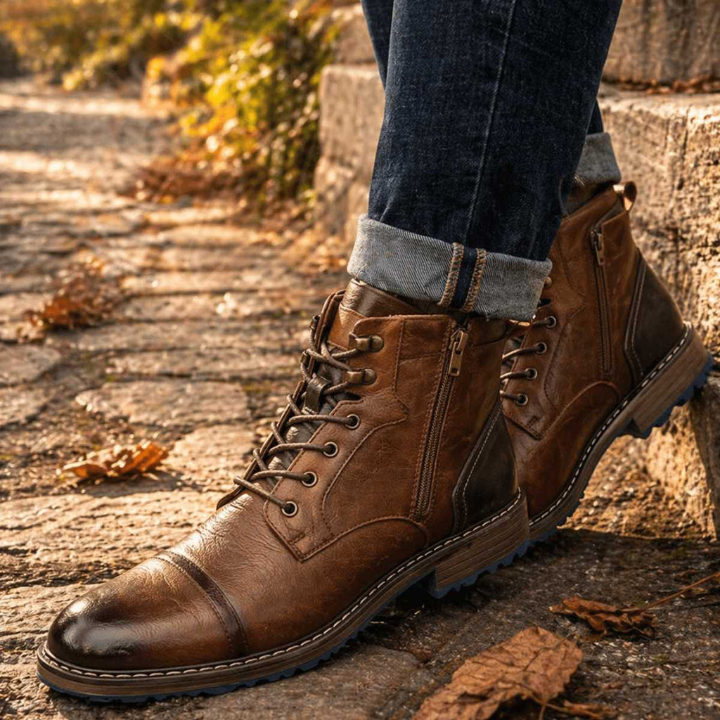 Bottines Richelieu en Cuir Homme Saint-Germain – Boots Brogue Classiques Style Anglais