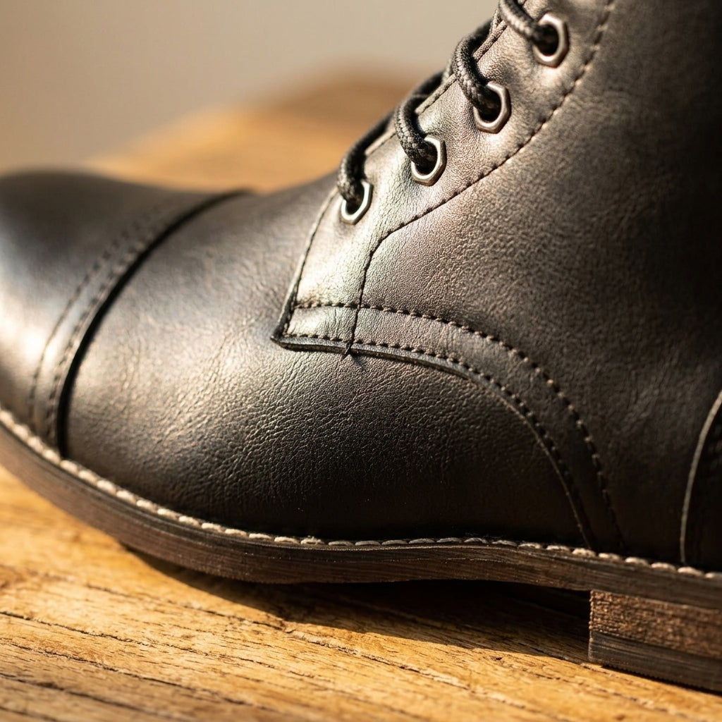 Bottines en Cuir Homme Ravel – Boots à Lacets et Zip Latéral, Bout Large et Semelle Antidérapante