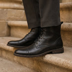 Bottines en Cuir Homme Ravel – Boots à Lacets et Zip Latéral, Bout Large et Semelle Antidérapante