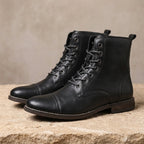 Bottines en Cuir Homme Ravel – Boots à Lacets et Zip Latéral, Bout Large et Semelle Antidérapante