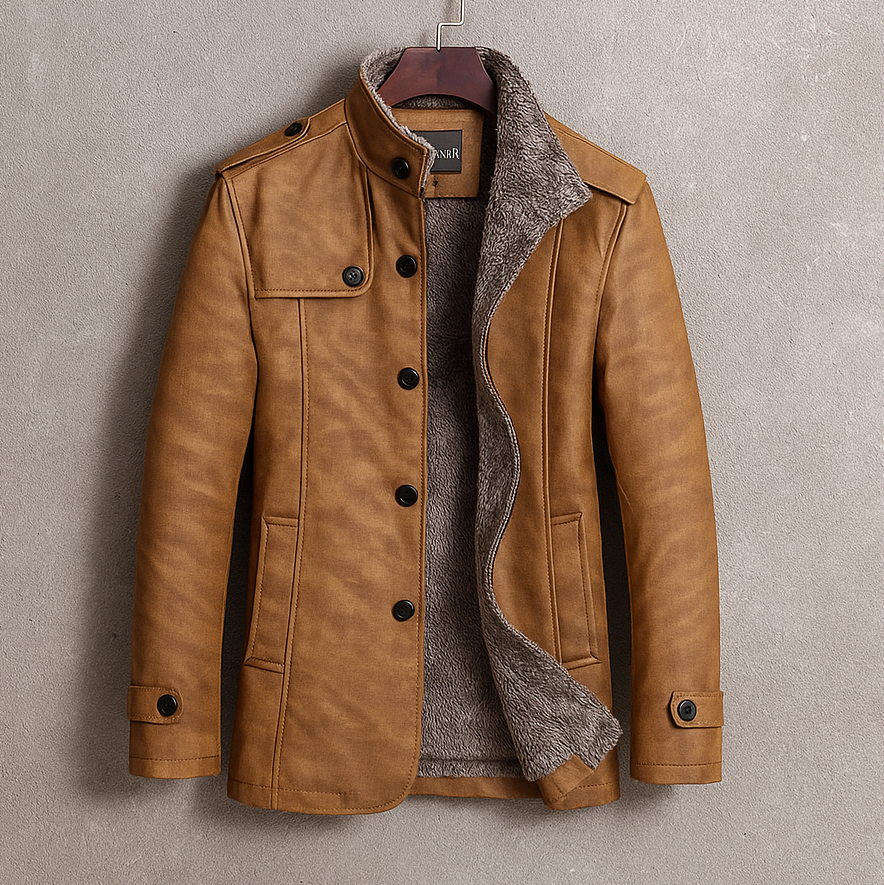 Pardessus en Daim Homme Tours – Manteau Long Suède Doublé Laine Mérinos à Épaulettes