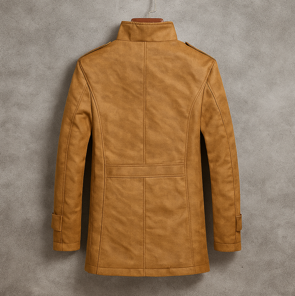 Pardessus en Daim Homme Tours – Manteau Long Suède Doublé Laine Mérinos à Épaulettes