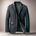 Blazer en Jean Homme Versailles – Veste Denim Ajustée à Col et Rabats en Cuir