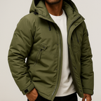 Manteau à Capuche Homme Brécourt – Doudoune Imperméable Garnie de Duvet de Canard, Chaude et Légère