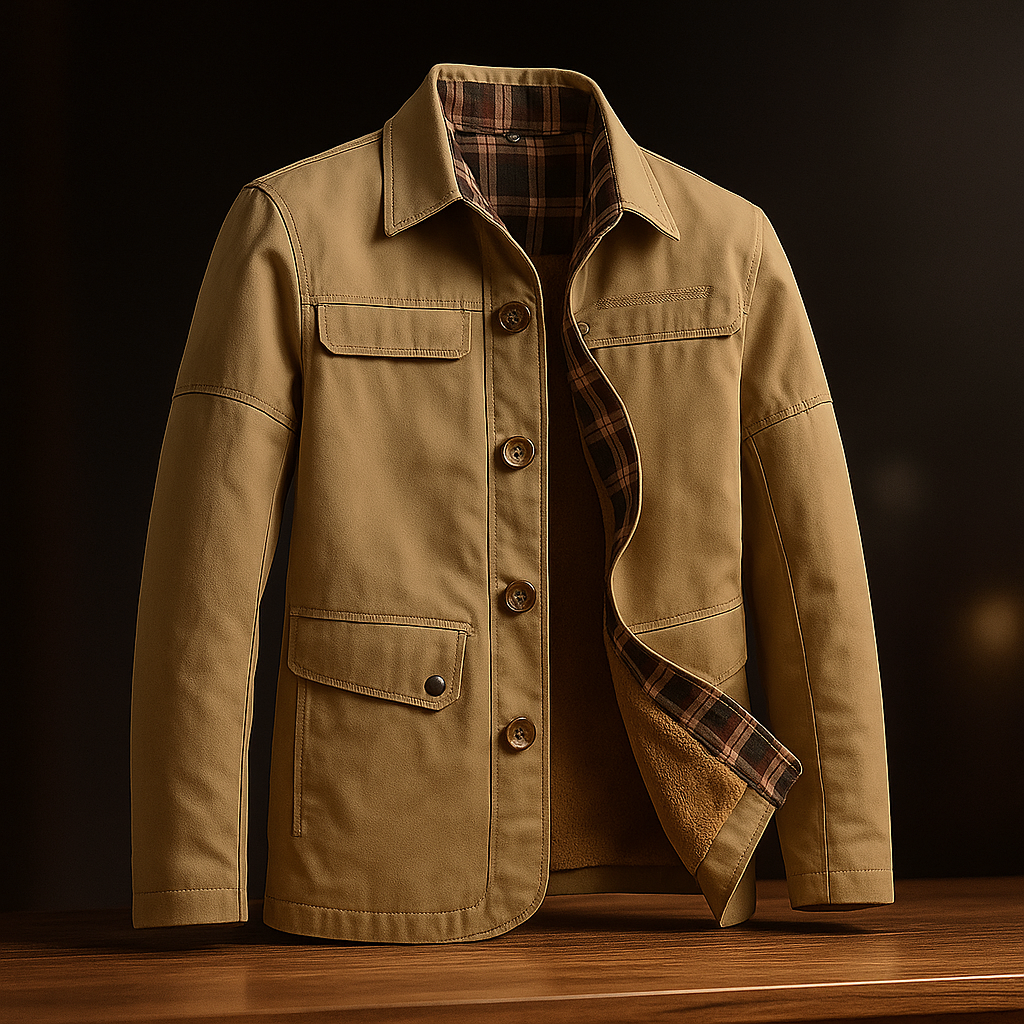 Manteau en Laine Mérinos Homme Bourgogne – Pardessus Boutonné à Col Doux et Finitions Tartan