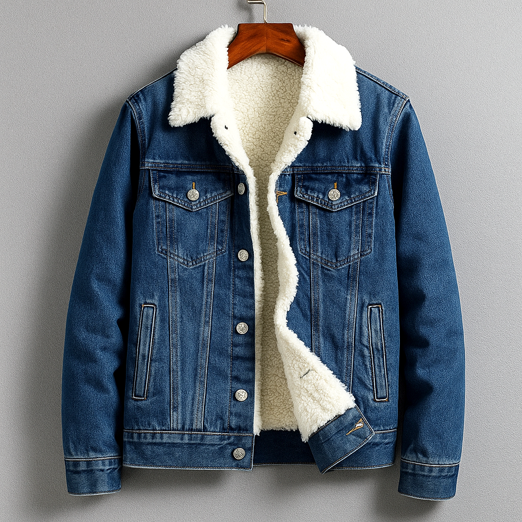 Veste en Jean Doublée Sherpa Homme Clamart – Veste Denim Chaude à Col Mouton Vintage