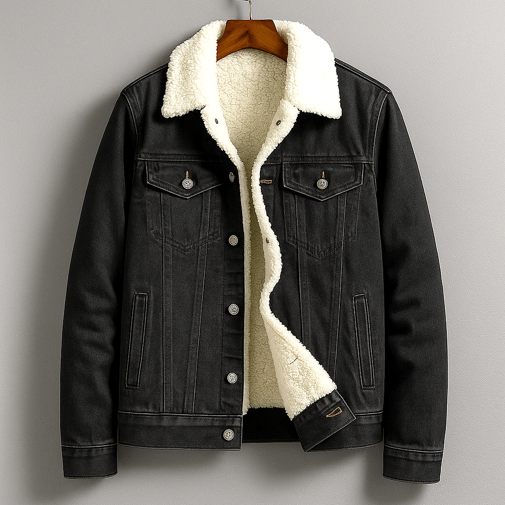 Veste en Jean Doublée Sherpa Homme Clamart – Veste Denim Chaude à Col Mouton Vintage
