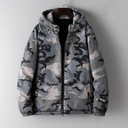 Manteau Camouflage Homme Florac – Doudoune à Capuche Matelassée Motif Camouflage Rétro