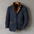 Veston en Daim Homme Sancerre – Veste de Costume Suède à Trois Boutons et Finitions Cuir