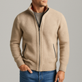 Veste Zippée Homme Cordes – Blouson en Coton Brossé Chaud à Finitions Contrastées