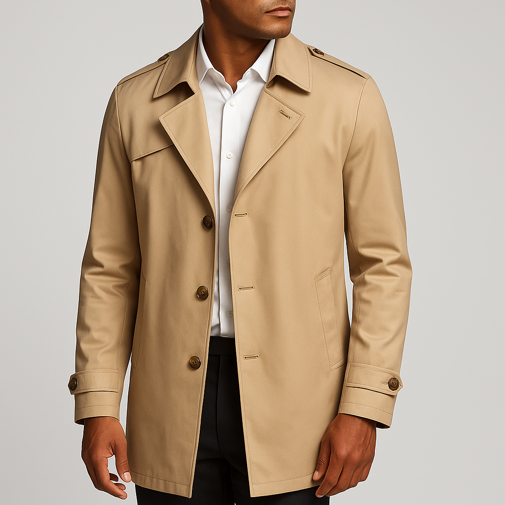 Pardessus Homme Duras – Manteau Mi-Long Ajusté à Épaulettes et Boutonnage Trois Boutons