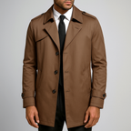 Pardessus Homme Duras – Manteau Mi-Long Ajusté à Épaulettes et Boutonnage Trois Boutons