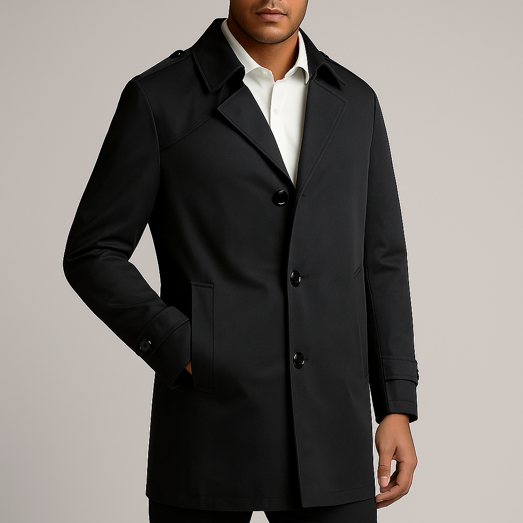 Pardessus Homme Duras – Manteau Mi-Long Ajusté à Épaulettes et Boutonnage Trois Boutons