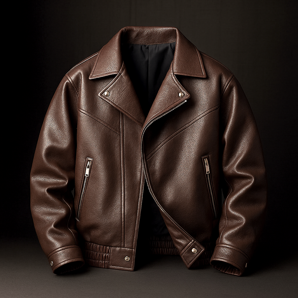 Blouson Aviateur en Cuir Vintage Homme Tarbes – Bomber Cuir Brut Zippé à 3 Poches
