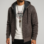 Sweat à Capuche Long Zippé Homme Hardelot – Hoodie Gaufré Doublé Polaire Coupe Longue