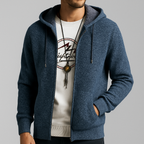 Sweat à Capuche Long Zippé Homme Hardelot – Hoodie Gaufré Doublé Polaire Coupe Longue