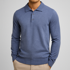 Polo Manches Longues en Laine Mérinos Homme Vernon – Polo Maille Élégant et Extensible