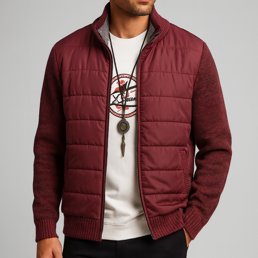 Veste Polaire Zippée Homme Camille – Pull Zippé Isolé Duvet de Canard à 3 Poches