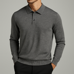 Polo Manches Longues en Laine Homme Bréhat – Polo Maille Chaud et Extensible