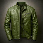 Blouson en Cuir Vintage Homme Constant – Veste Cuir Patinée à Col en Velours Côtelé
