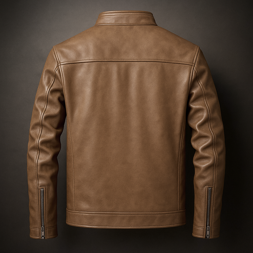 Blouson en Cuir Vintage Homme Constant – Veste Cuir Patinée à Col en Velours Côtelé