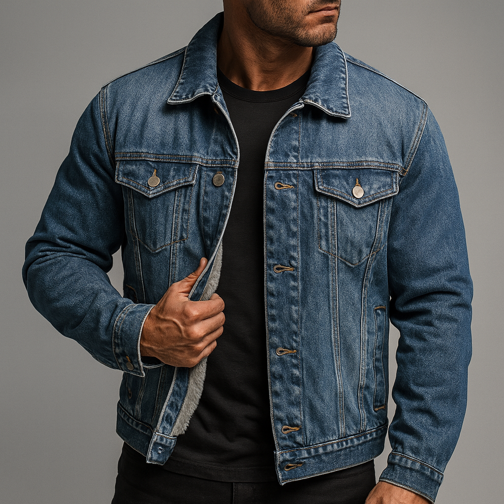 Veste en Jean Homme Marceau – Veste Denim Délavée Vintage Boutonnée, Doublure Coton