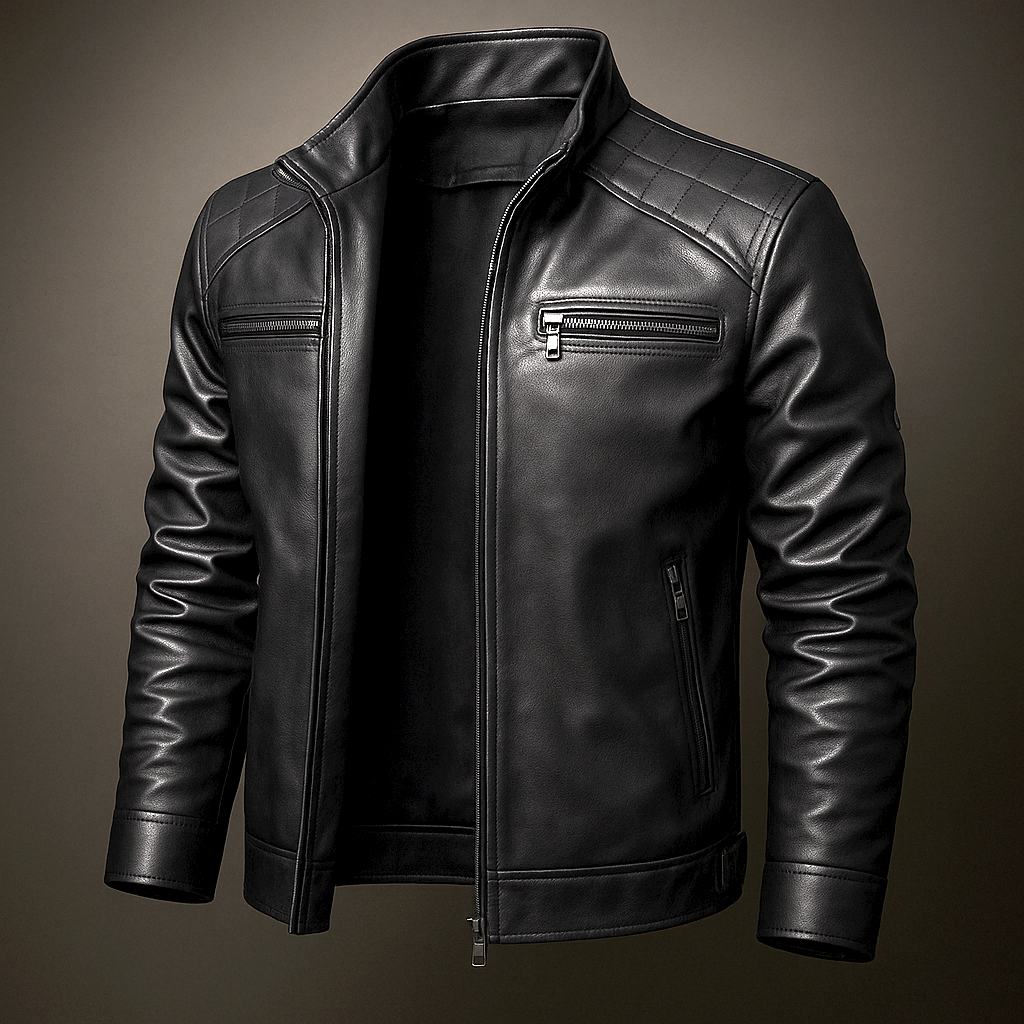 Blouson en Cuir Véritable Homme Césaire – Veste Cuir Vintage Patinée Zippée à 4 Poches