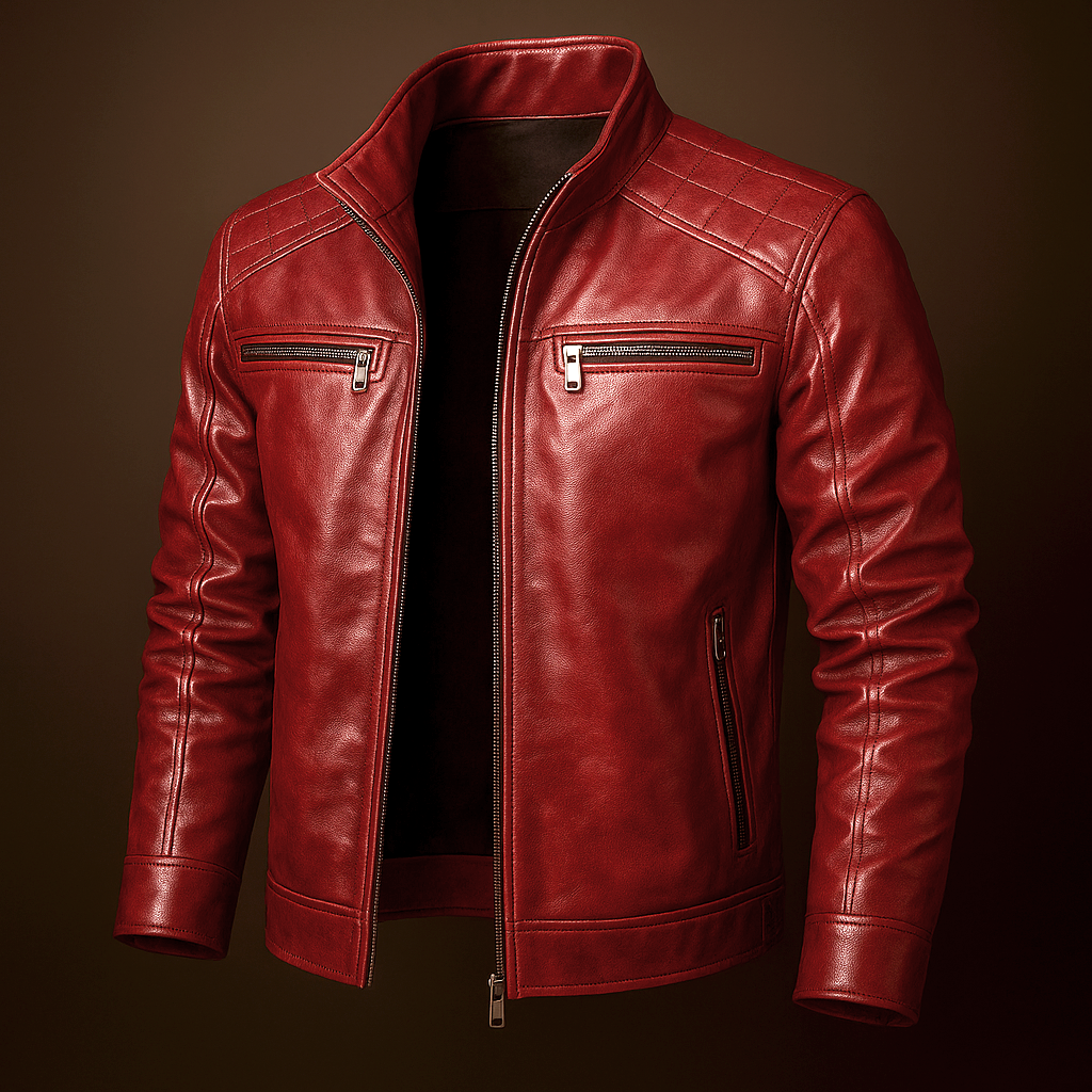 Blouson en Cuir Véritable Homme Césaire – Veste Cuir Vintage Patinée Zippée à 4 Poches