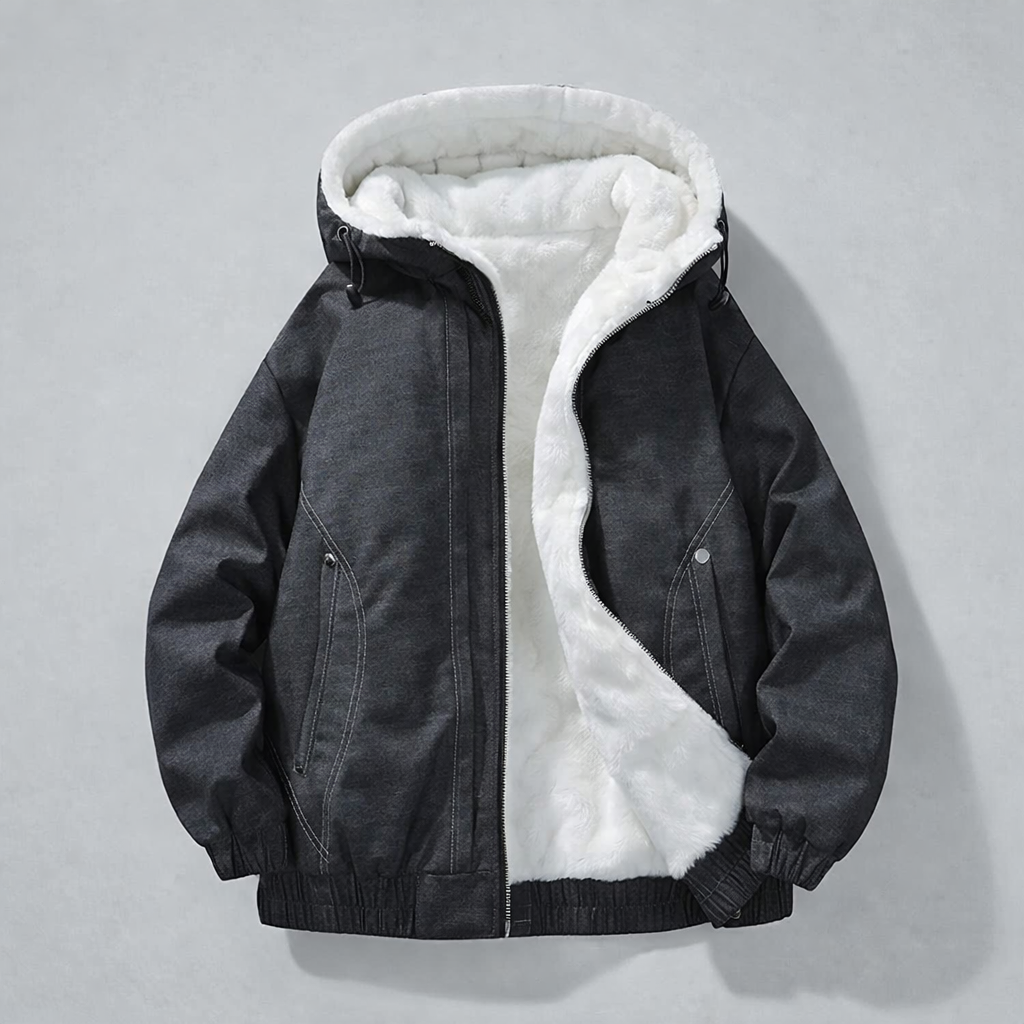 Manteau en Jean à Capuche Homme Dieppe – Parka Denim Doublée Chaude, Capuche Ajustable