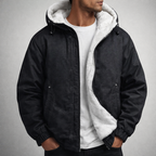 Manteau en Jean à Capuche Homme Dieppe – Parka Denim Doublée Chaude, Capuche Ajustable