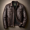 Blouson en Cuir Vintage Homme Jacques – Veste Motard Cuir Patinée Zippée à 4 Poches