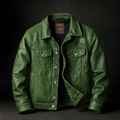 Blouson en Cuir Vintage Homme Roscoff – Veste Motard Cuir Patinée Zippée à 4 Poches