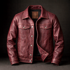 Blouson en Cuir Vintage Homme Roscoff – Veste Motard Cuir Patinée Zippée à 4 Poches