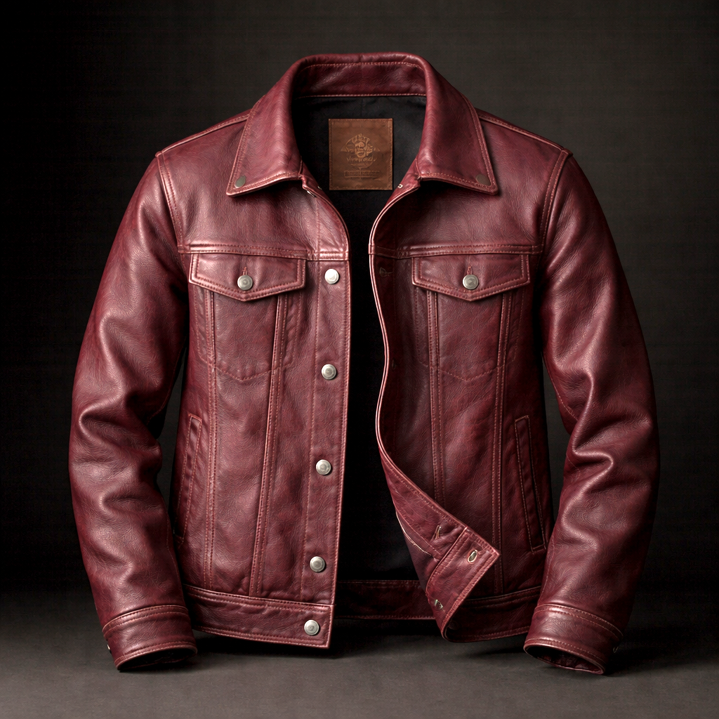 Blouson en Cuir Vintage Homme Roscoff – Veste Motard Cuir Patinée Zippée à 4 Poches