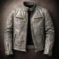 Blouson en Cuir Vintage Homme Toulouse – Veste Cuir Patinée Extensible Zippée à 4 Poches