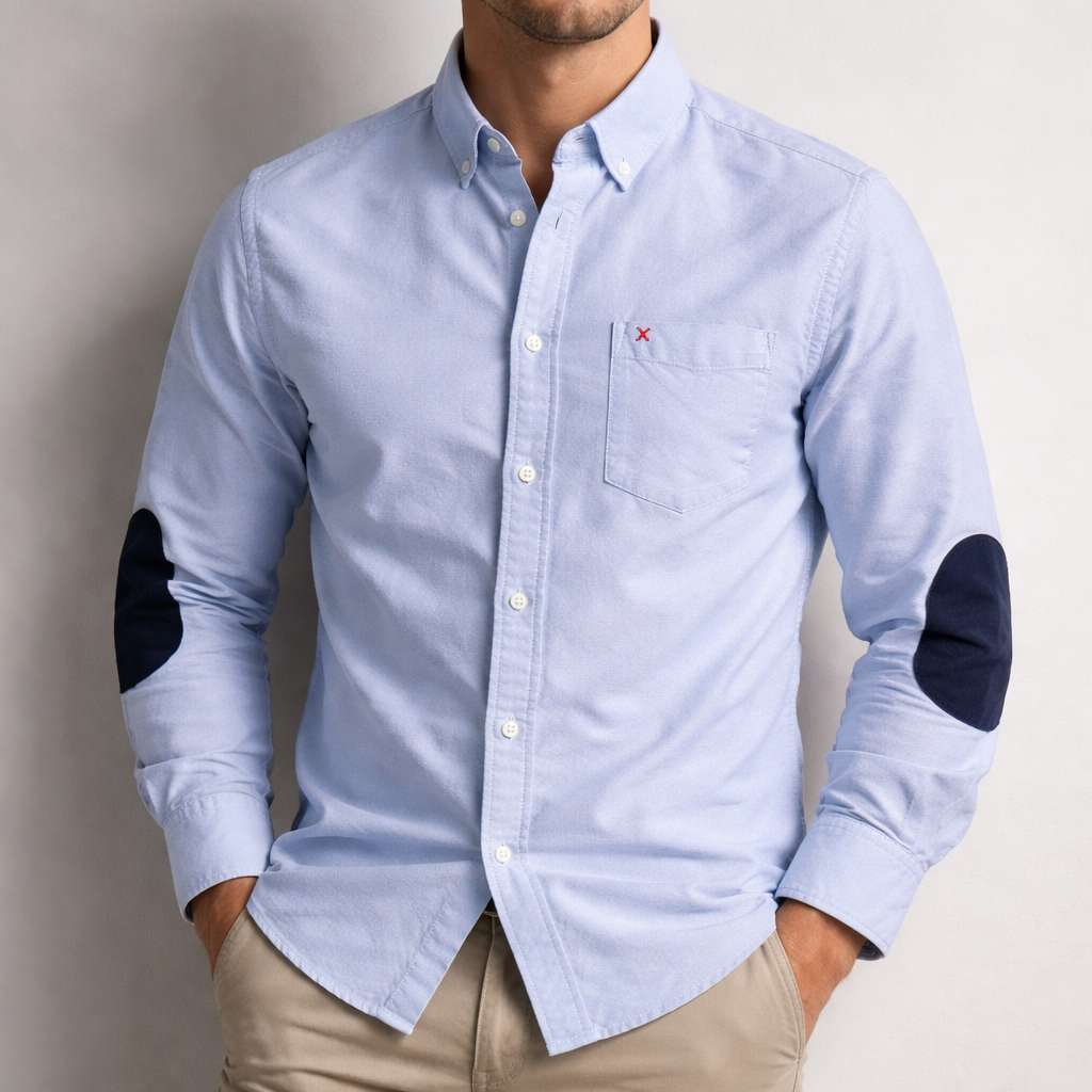 Chemise Vintage en Coton Homme Hennebont – Chemise 100 % Coton Manches Longues à Finitions Rétro