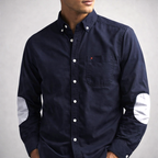 Chemise Vintage en Coton Homme Hennebont – Chemise 100 % Coton Manches Longues à Finitions Rétro