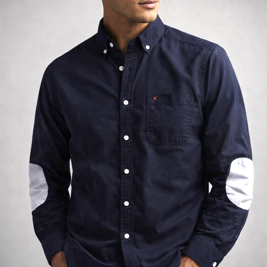 Chemise Vintage en Coton Homme Hennebont – Chemise 100 % Coton Manches Longues à Finitions Rétro