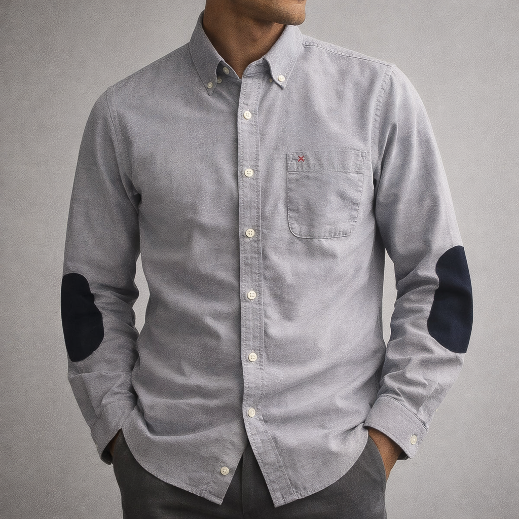 Chemise Vintage en Coton Homme Hennebont – Chemise 100 % Coton Manches Longues à Finitions Rétro