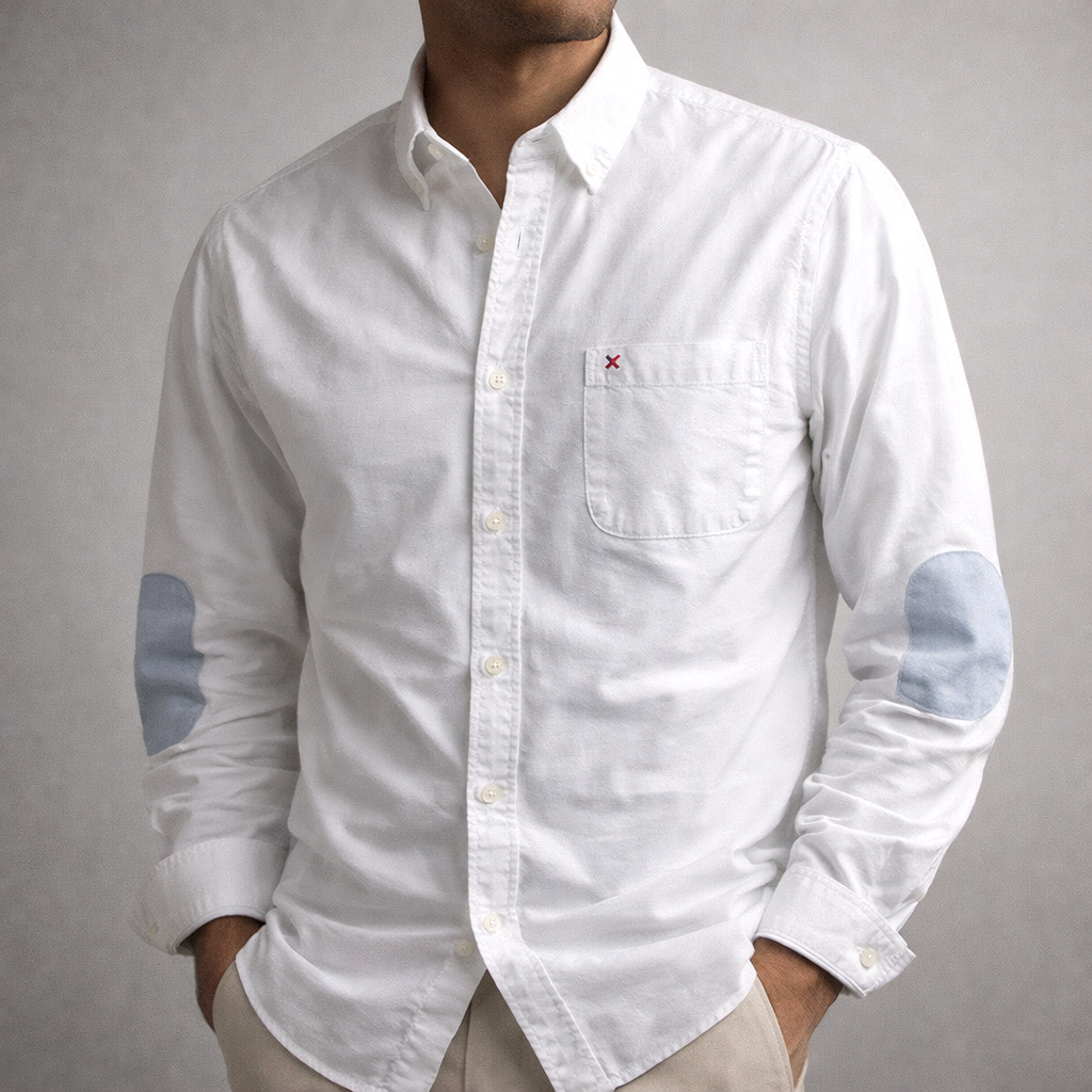 Chemise Vintage en Coton Homme Hennebont – Chemise 100 % Coton Manches Longues à Finitions Rétro