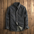 Chemise Rayée en Denim Homme Hector – Chemise Vintage à Fines Rayures Manches Longues