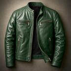 Blouson en Cuir Vintage Homme Bastien X2 – Veste Motard Zippée à 4 Poches, Doublure Coton
