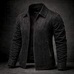 Veste en Daim Vintage Homme Lyon – Blouson Suède Léger à Doublure Lisse et Finition Côtelée