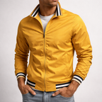 Veste de Terrain Homme Charente – Blouson Coupe-Vent Imperméable Zippé à Bandes Rétro
