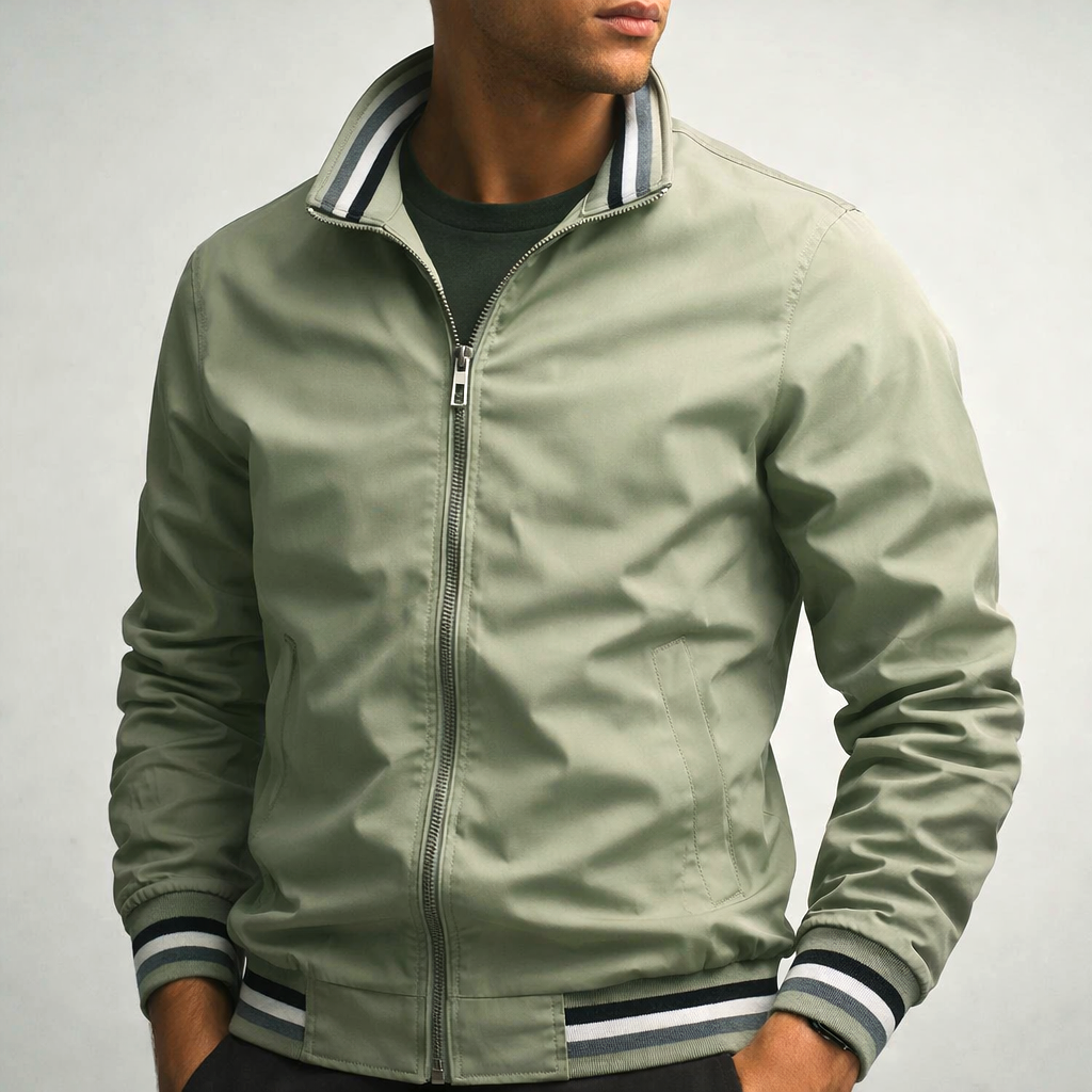 Veste de Terrain Homme Charente – Blouson Coupe-Vent Imperméable Zippé à Bandes Rétro