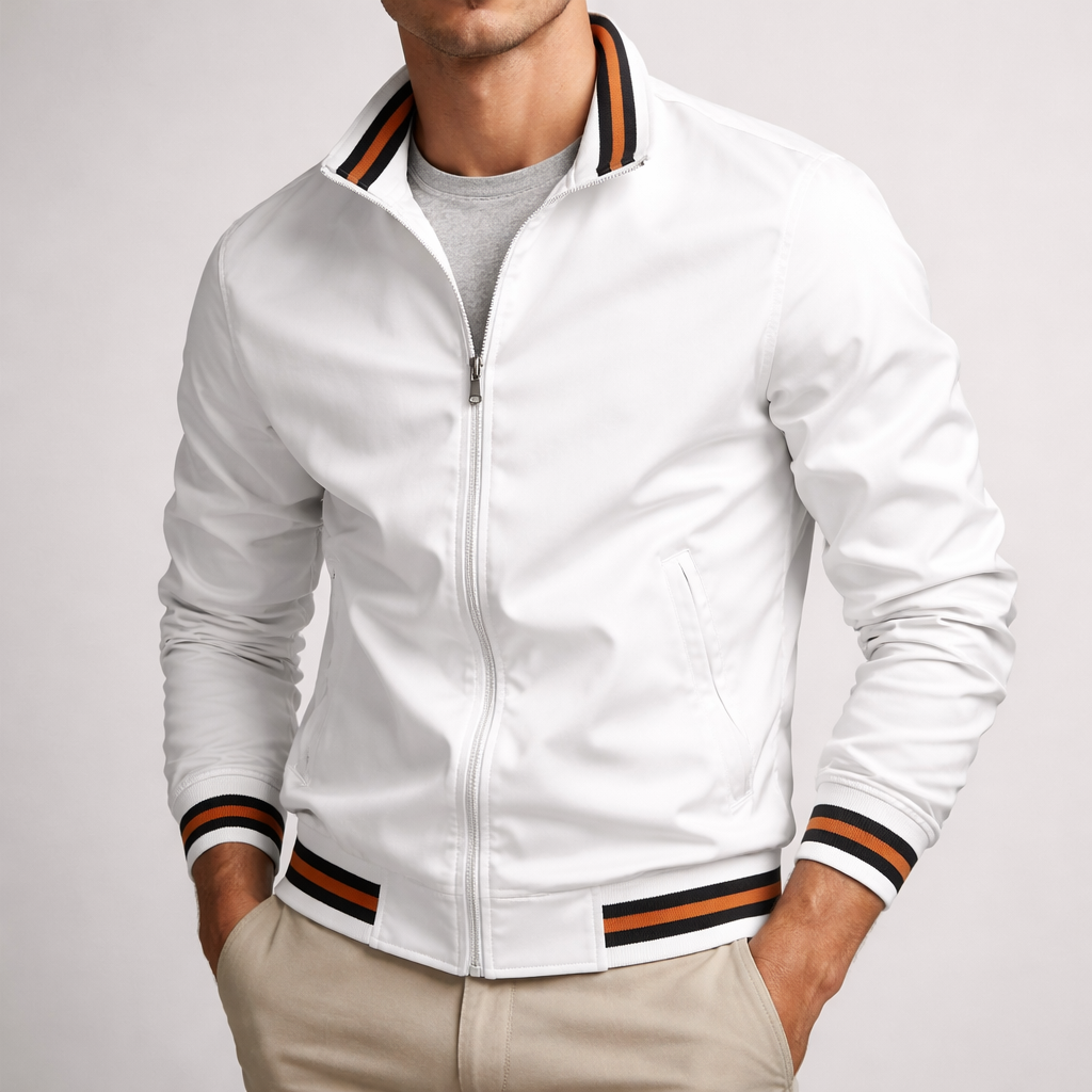 Veste de Terrain Homme Charente – Blouson Coupe-Vent Imperméable Zippé à Bandes Rétro