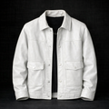 Blouson en Cuir Vintage Homme Rochefort – Veste Cuir Patinée à Pressions et Poches à Rabat