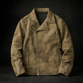 Veste en Daim Italien Homme Belleville – Blouson Suède Rétro à Col Boutonné et Poches Zippées
