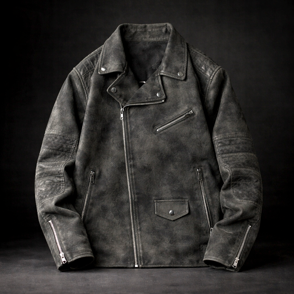 Veste en Daim Italien Homme Belleville – Blouson Suède Rétro à Col Boutonné et Poches Zippées